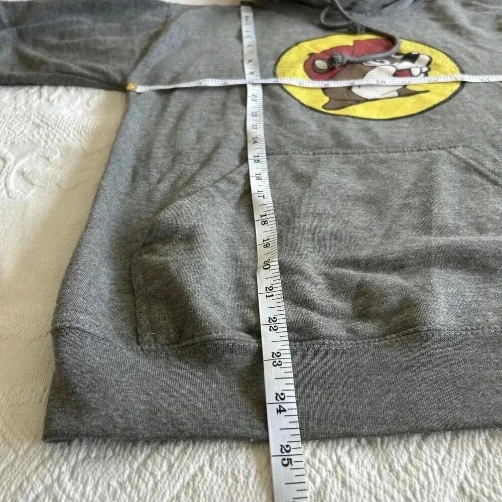Buc-ees Hoodie Sweatshirt Fleece Long Sleeve Pullover Beaver Gray Adult Small - Picture 6 of 12
